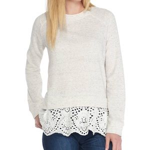 Large Eyelet Trim Sweatshirt HeatherGray by Fever